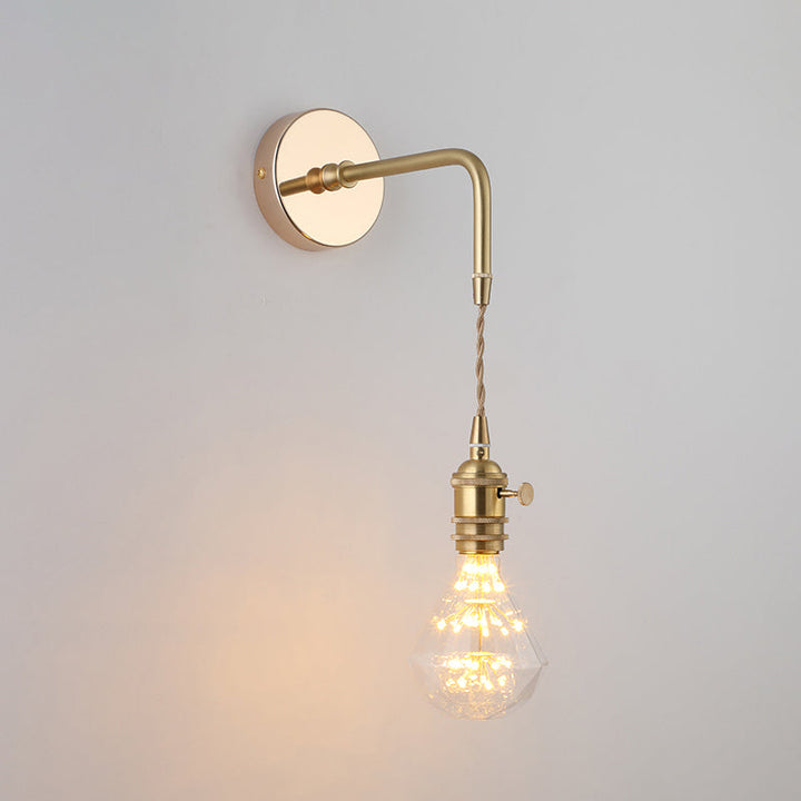 Shaded Glass Wall Light Fixture Vintage Single-Bulb Bedside Wall Mounted Lamp in Gold | Kalsten