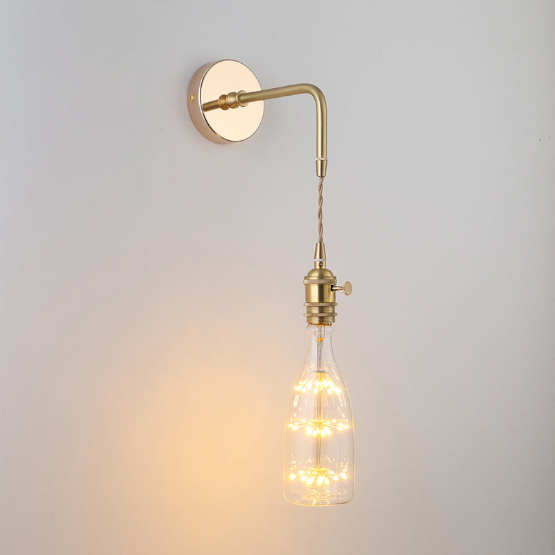 Shaded Glass Wall Light Fixture Vintage Single-Bulb Bedside Wall Mounted Lamp in Gold | Kalsten
