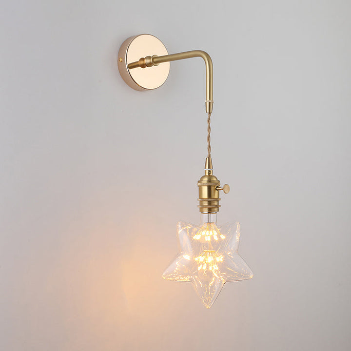Shaded Glass Wall Light Fixture Vintage Single-Bulb Bedside Wall Mounted Lamp in Gold | Kalsten