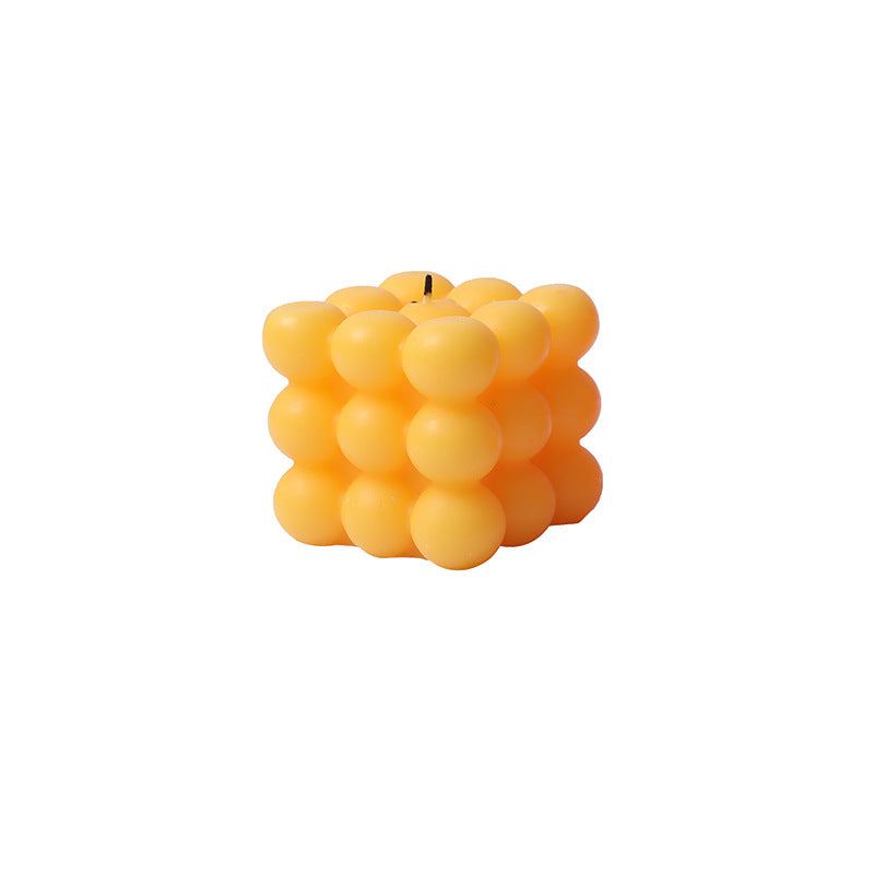 Geometric Bubble-Cube Sculptural Tabletop Wax Candle