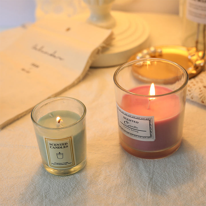 Scented Glass Jar Aromatherapy Candle with Frosted Holder and Cotton Wick