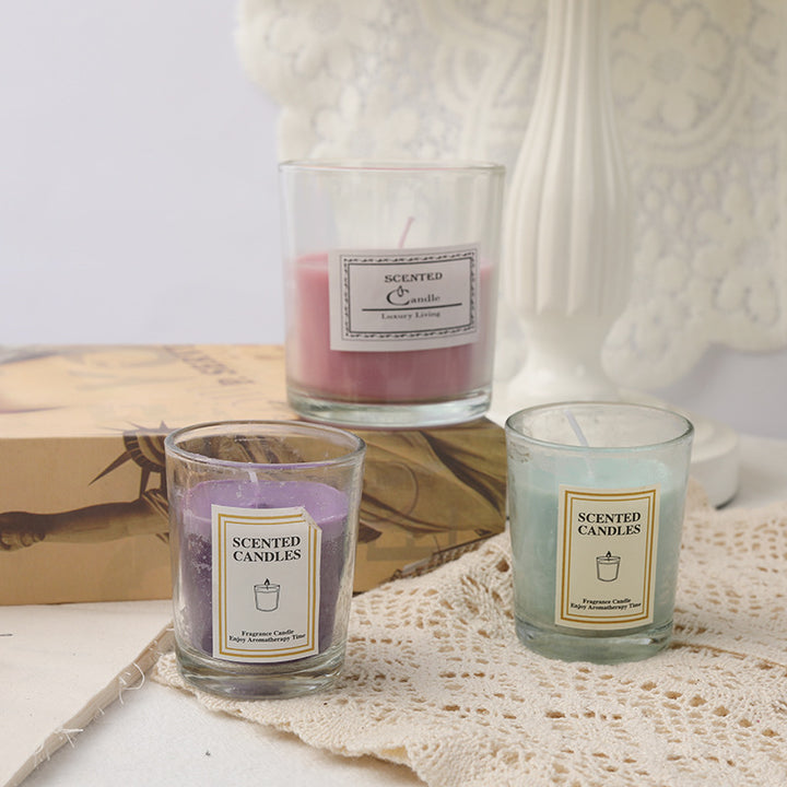 Scented Glass Jar Aromatherapy Candle with Frosted Holder and Cotton Wick