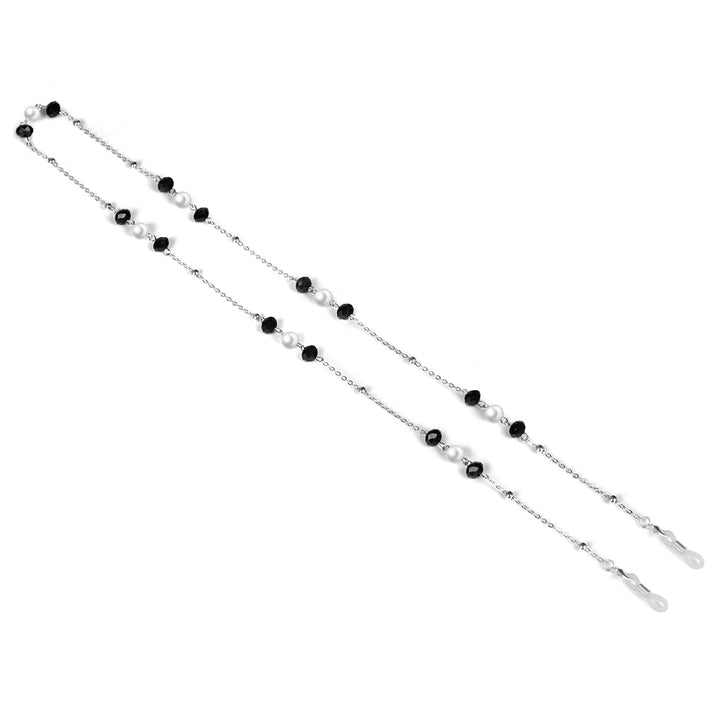 Elegant Pearl and Black Bead Eyewear Chain Kalsten