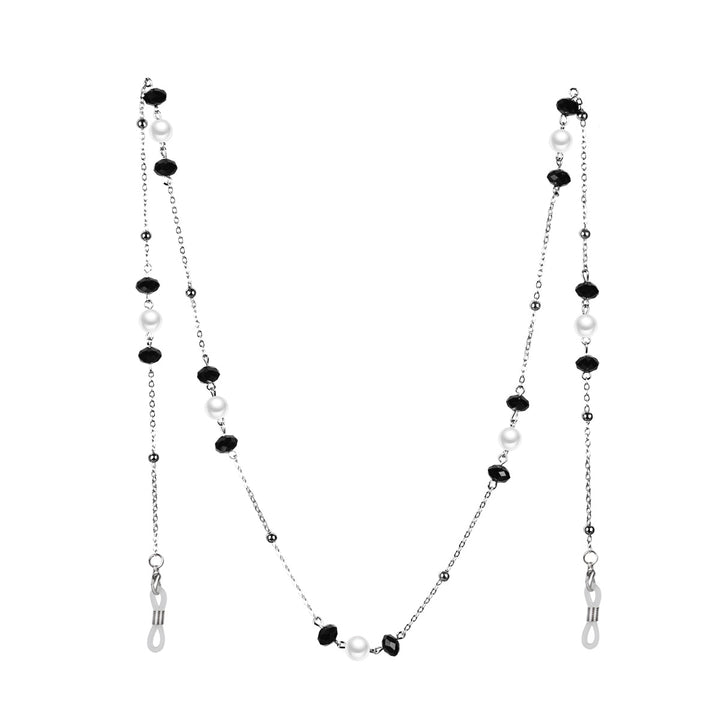 Elegant Pearl and Black Bead Eyewear Chain Kalsten