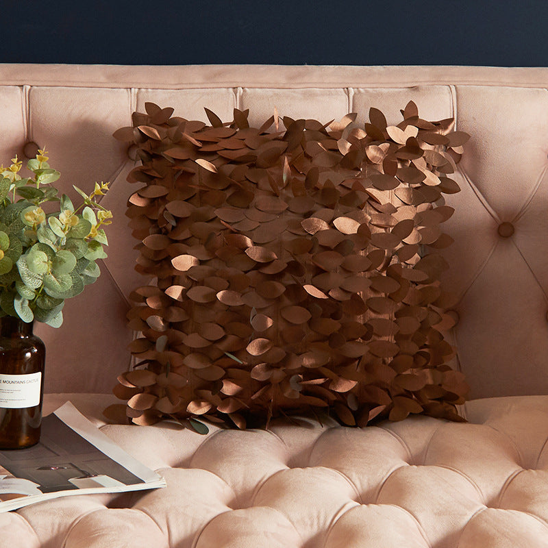 Luxurious Leaf-Patterned Decorative Pillow