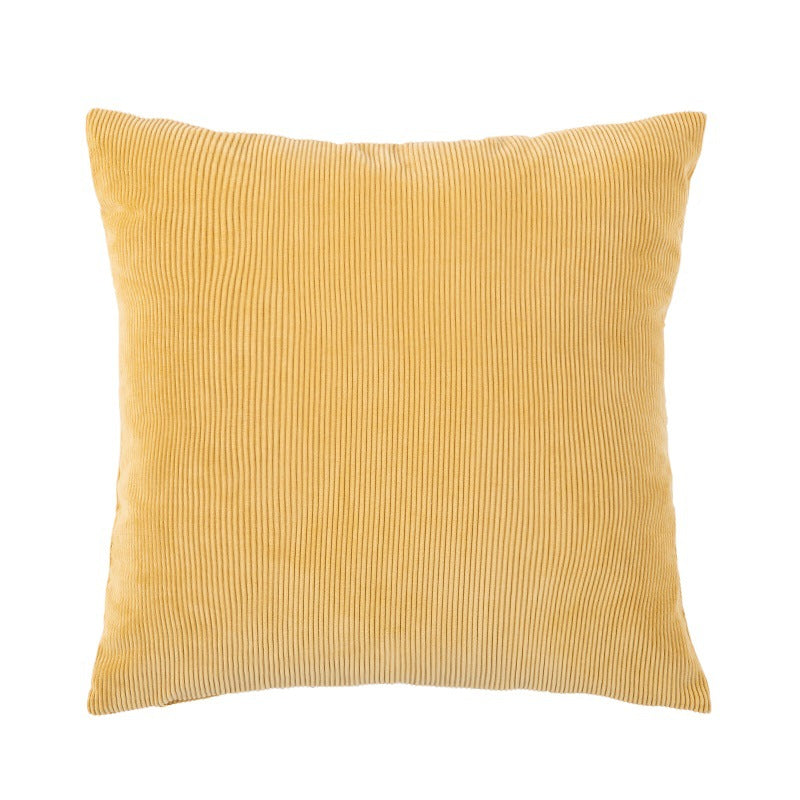 Cord cushion cover with velvety ribbed texture and concealed zipper