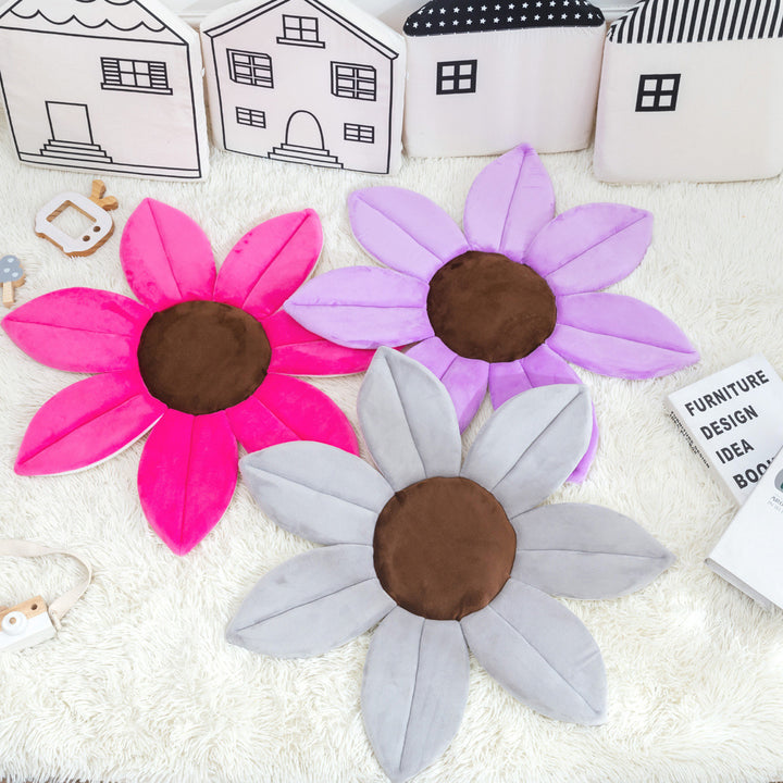 Plush Flower Petal Baby Play Mat for Tummy Time and Nursery Floor Cushion