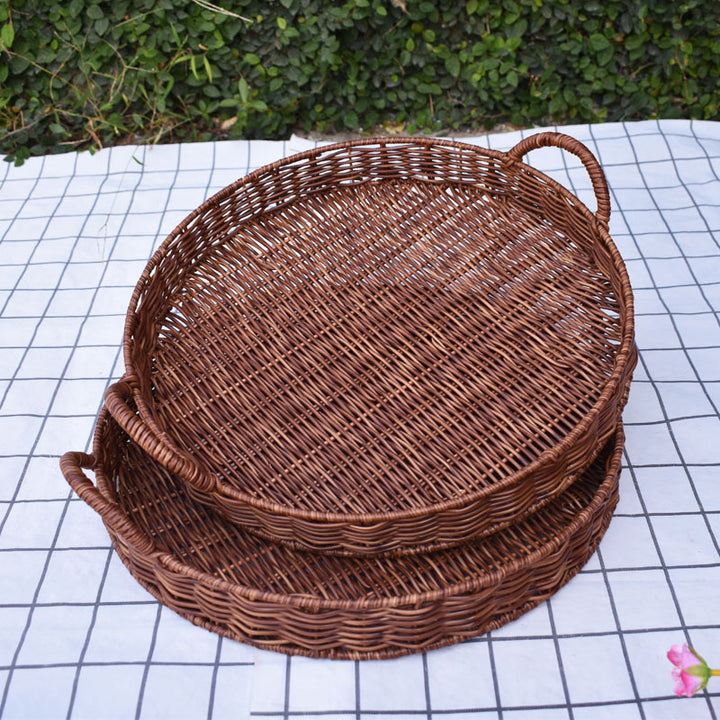 Round Handwoven Serving Tray Kalsten