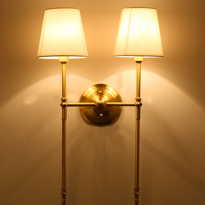 Bucket Shade Fabric Wall Mount Light Traditional Corridor Wall Light Fixture in Brass | Kalsten