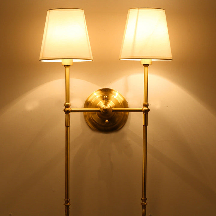 Bucket Shade Fabric Wall Mount Light Traditional Corridor Wall Light Fixture in Brass | Kalsten
