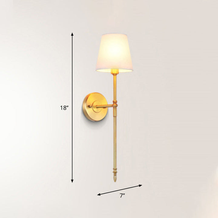 Bucket Shade Fabric Wall Mount Light Traditional Corridor Wall Light Fixture in Brass | Kalsten