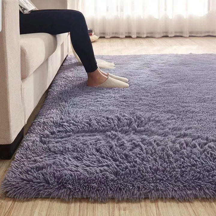 Kalsten | Fluffy Plain Rug Multi Colored Casual Rug Synthetic Washable Pet Friendly Non-slip Carpet for Living Room