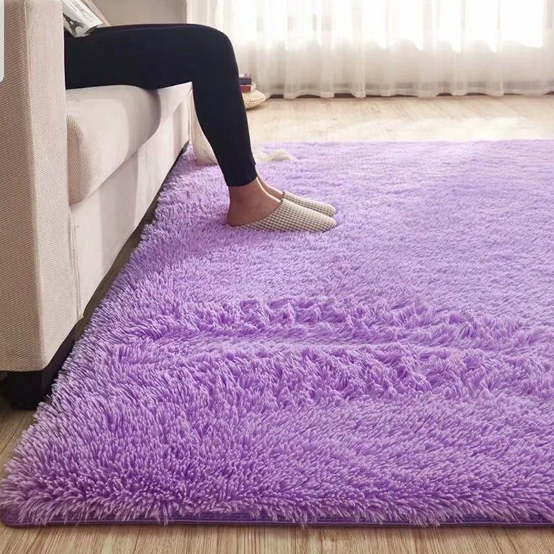 Kalsten | Fluffy Plain Rug Multi Colored Casual Rug Synthetic Washable Pet Friendly Non-slip Carpet for Living Room