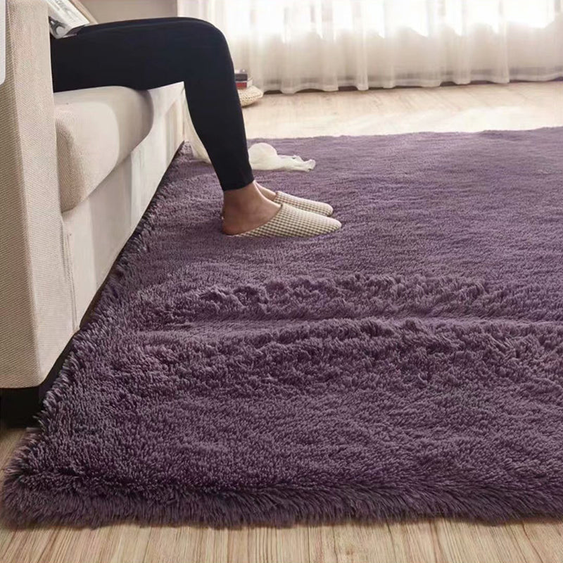 Kalsten | Fluffy Plain Rug Multi Colored Casual Rug Synthetic Washable Pet Friendly Non-slip Carpet for Living Room