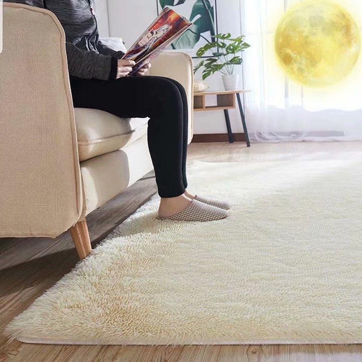 Kalsten | Fluffy Plain Rug Multi Colored Casual Rug Synthetic Washable Pet Friendly Non-slip Carpet for Living Room