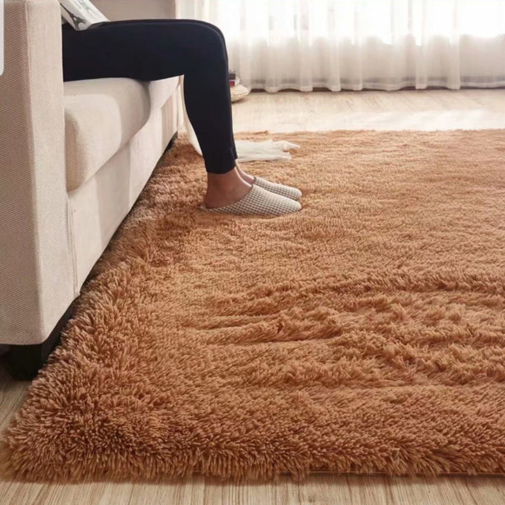 Kalsten | Fluffy Plain Rug Multi Colored Casual Rug Synthetic Washable Pet Friendly Non-slip Carpet for Living Room