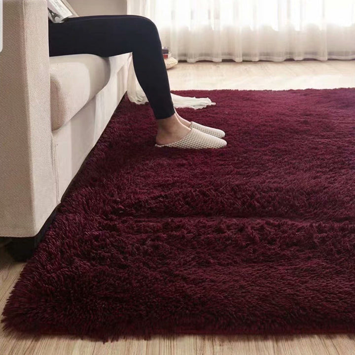 Kalsten | Fluffy Plain Rug Multi Colored Casual Rug Synthetic Washable Pet Friendly Non-slip Carpet for Living Room