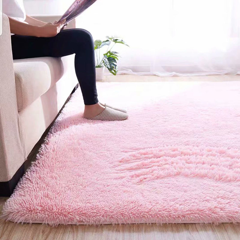 Kalsten | Fluffy Plain Rug Multi Colored Casual Rug Synthetic Washable Pet Friendly Non-slip Carpet for Living Room