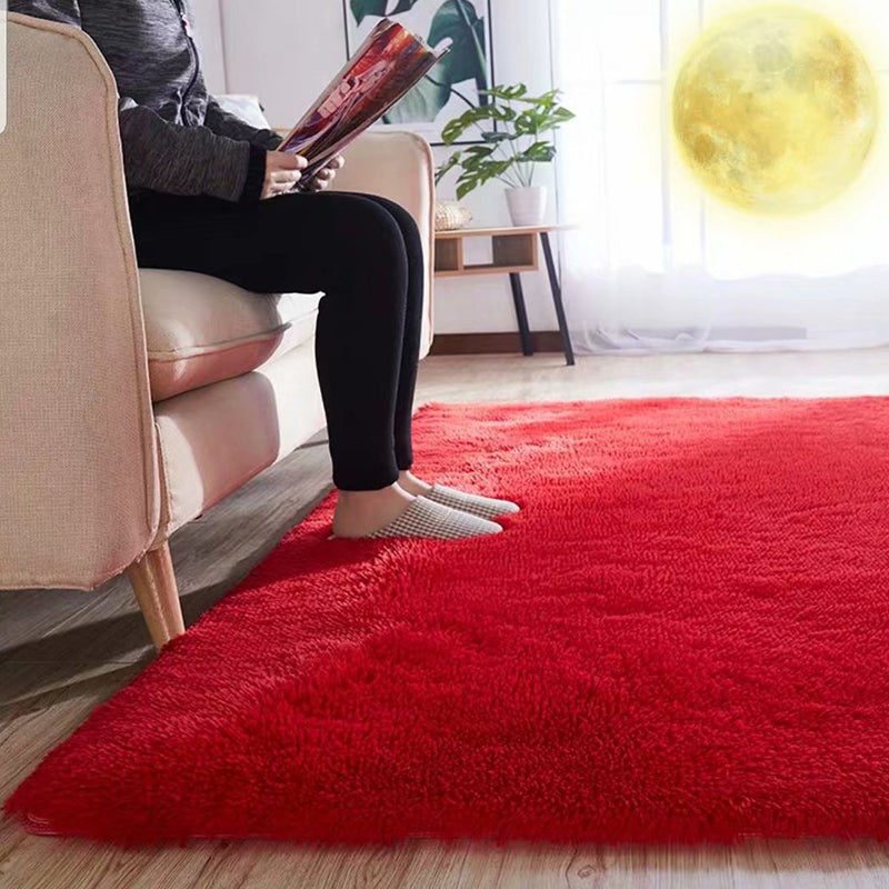 Kalsten | Fluffy Plain Rug Multi Colored Casual Rug Synthetic Washable Pet Friendly Non-slip Carpet for Living Room