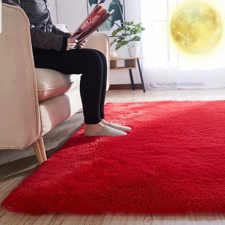 Kalsten | Fluffy Plain Rug Multi Colored Casual Rug Synthetic Washable Pet Friendly Non-slip Carpet for Living Room