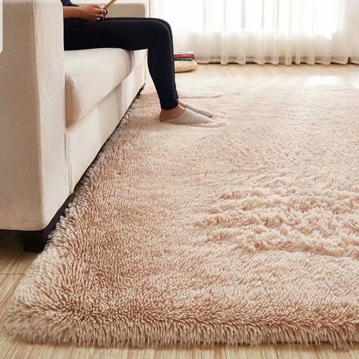 Kalsten | Fluffy Plain Rug Multi Colored Casual Rug Synthetic Washable Pet Friendly Non-slip Carpet for Living Room