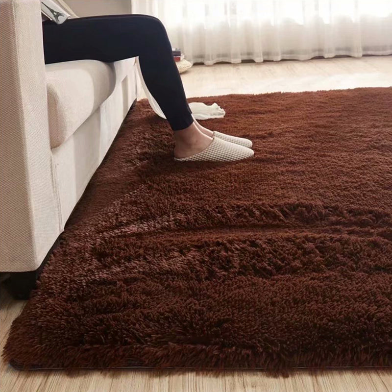 Kalsten | Fluffy Plain Rug Multi Colored Casual Rug Synthetic Washable Pet Friendly Non-slip Carpet for Living Room