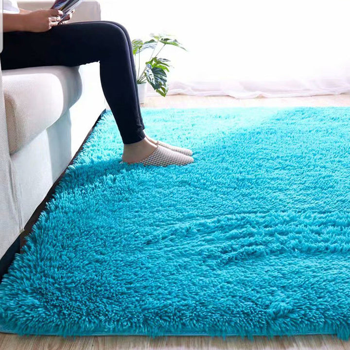 Kalsten | Fluffy Plain Rug Multi Colored Casual Rug Synthetic Washable Pet Friendly Non-slip Carpet for Living Room