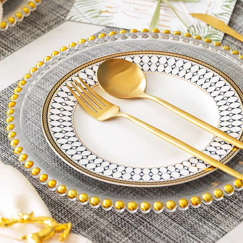 Luxurious metal napkin ring with Greek meander ornament