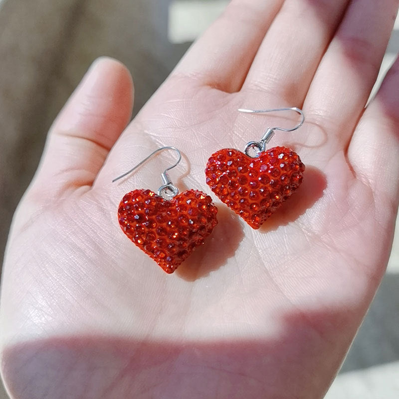 Heart-Shaped Crystal-Embellished Dangle Earrings Kalsten