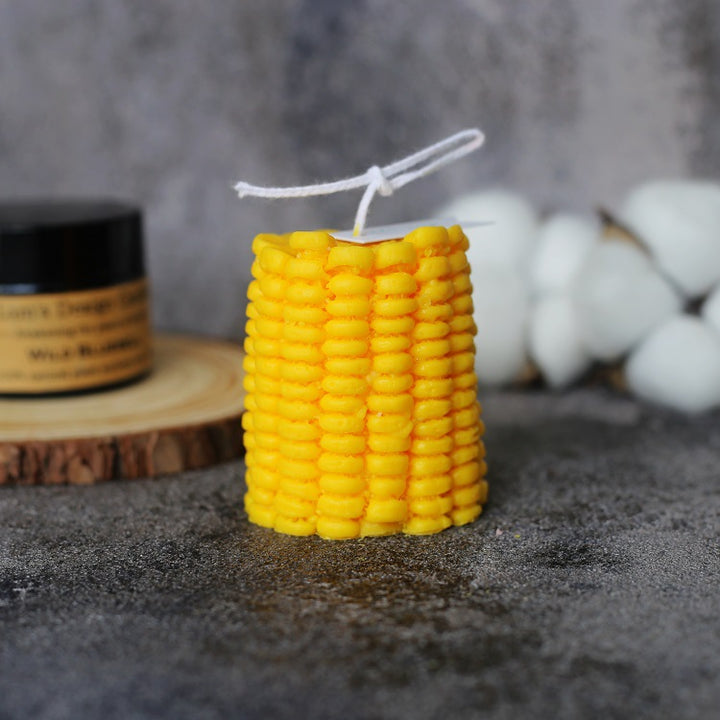 Novelty Corn-On-The-Cob Hand-Poured Soy Wax Decorative Candle with Cotton Wick