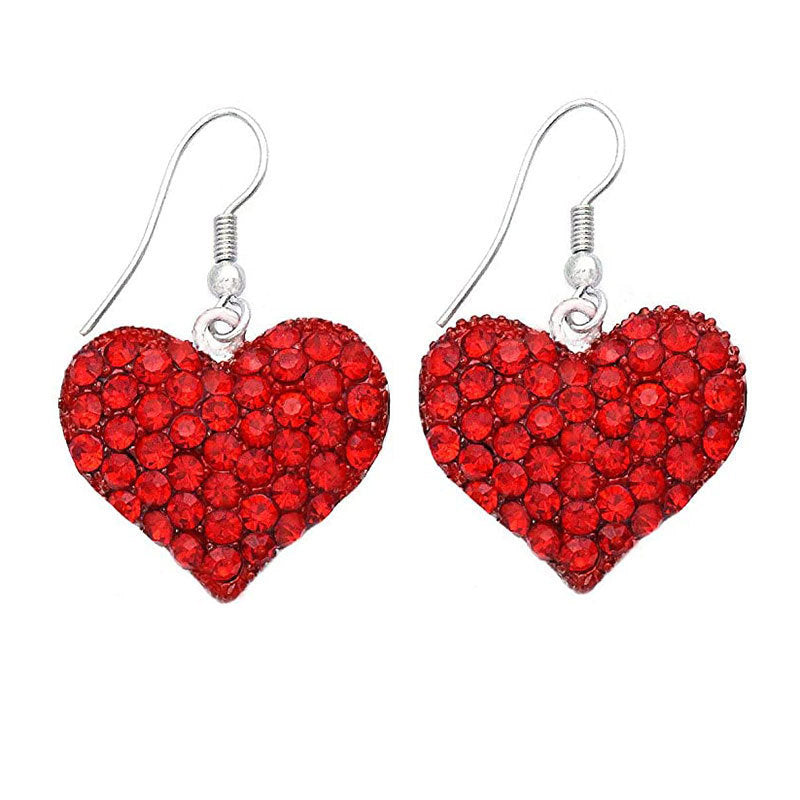 Heart-Shaped Crystal-Embellished Dangle Earrings Kalsten