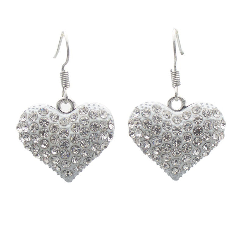 Heart-Shaped Crystal-Embellished Dangle Earrings Kalsten