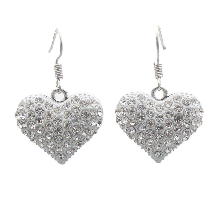 Heart-Shaped Crystal-Embellished Dangle Earrings Kalsten