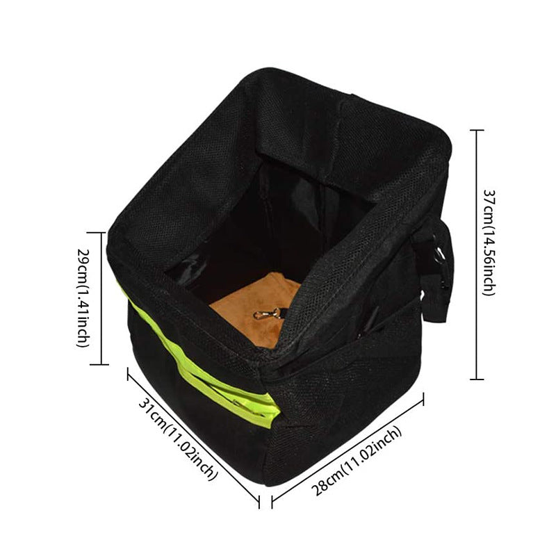 front-mount urban bike pet carrier basket with high-visibility strip padded foam walls quick-release mount and internal safety leash Kalsten