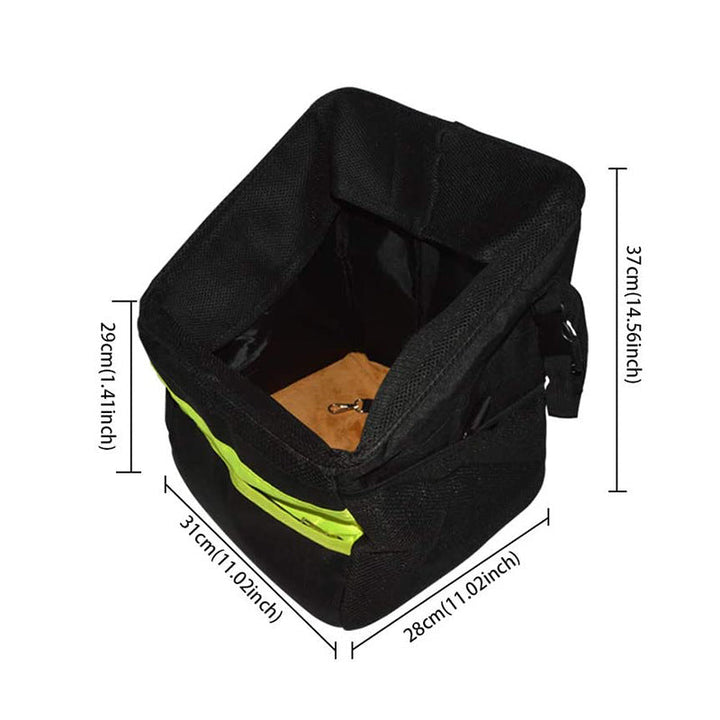 front-mount urban bike pet carrier basket with high-visibility strip padded foam walls quick-release mount and internal safety leash Kalsten