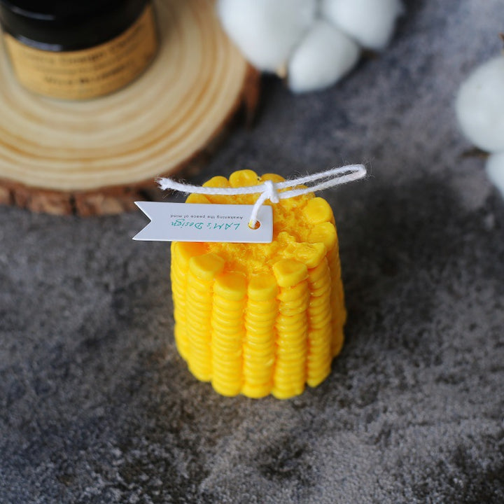 Novelty Corn-On-The-Cob Hand-Poured Soy Wax Decorative Candle with Cotton Wick