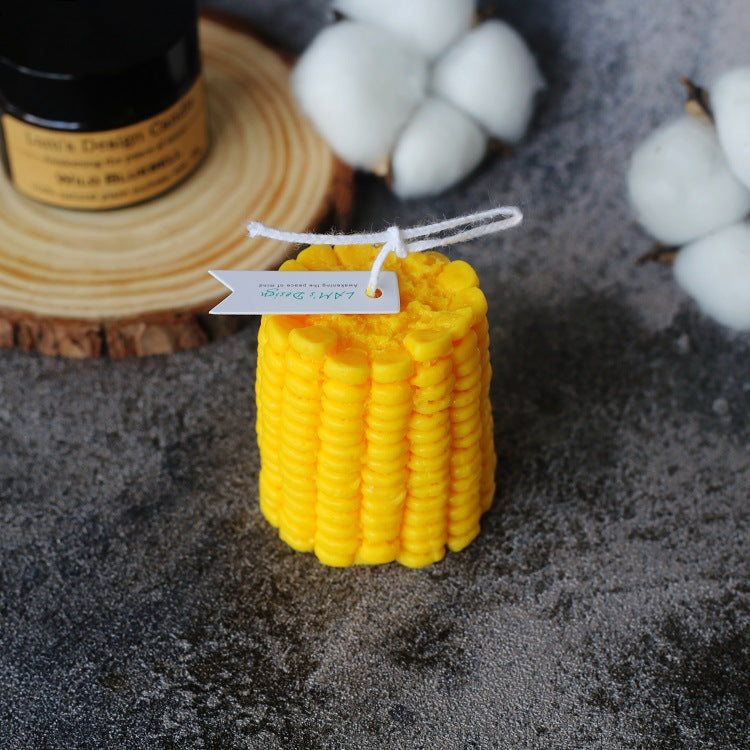 Novelty Corn-On-The-Cob Hand-Poured Soy Wax Decorative Candle with Cotton Wick