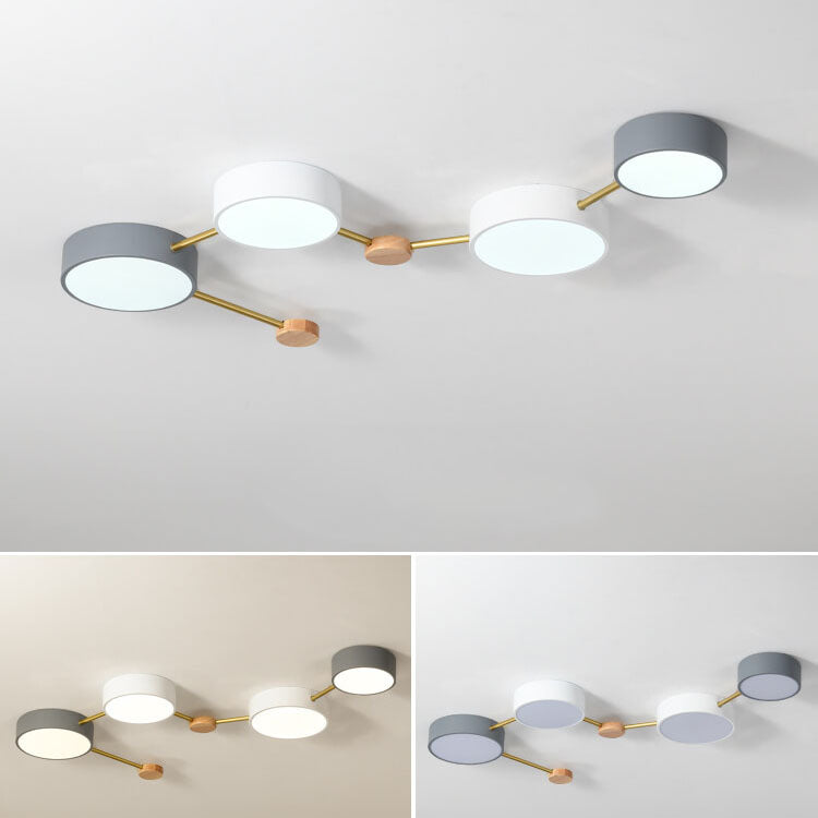 Flush Mount Ceiling Light Iron Solid Wood Acrylic 36W 23.6 in Gray Modern Hallway Living Room Bedroom Lighting | Kalsten