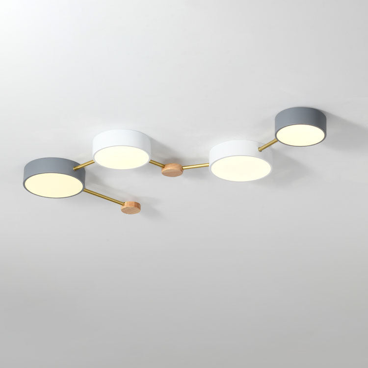 Flush Mount Ceiling Light Iron Solid Wood Acrylic 36W 23.6 in Gray Modern Hallway Living Room Bedroom Lighting | Kalsten