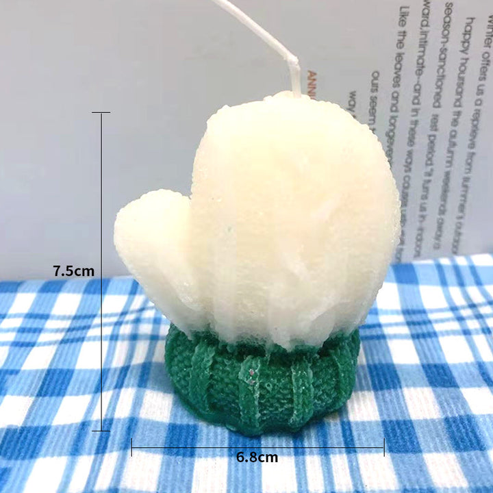 Hand-Poured Mini Cactus Sculptural Wax Candle Tabletop Accent
