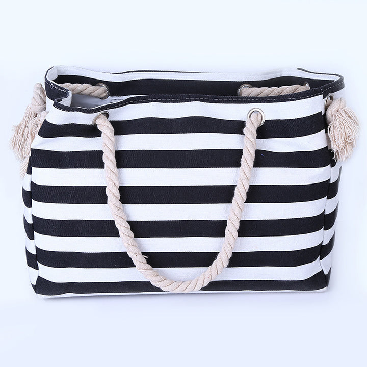 Spacious and Stylish Beach Bag with Maritime Stripe Pattern Kalsten