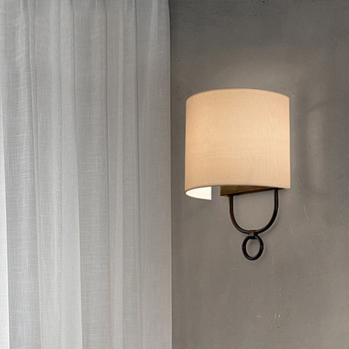 Traditional Half-Cylinder Wall Light 1 Head White Fabric Shade Wall Sconce Lighting for Bedroom | Kalsten
