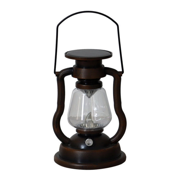 Vintage Style Solar LED Hurricane Lantern With Glass Chimney And Metal Handle Kalsten