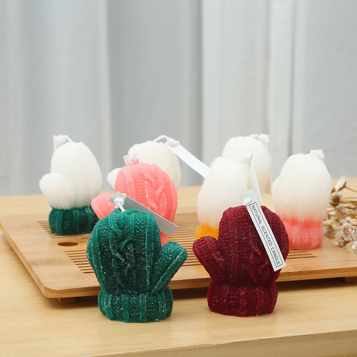 Hand-Poured Mini Cactus Sculptural Wax Candle Tabletop Accent