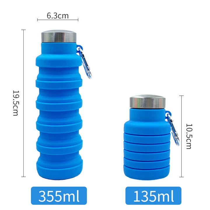 Women practical and compact silicone drinking bottle with carabiner and stainless steel cap Kalsten