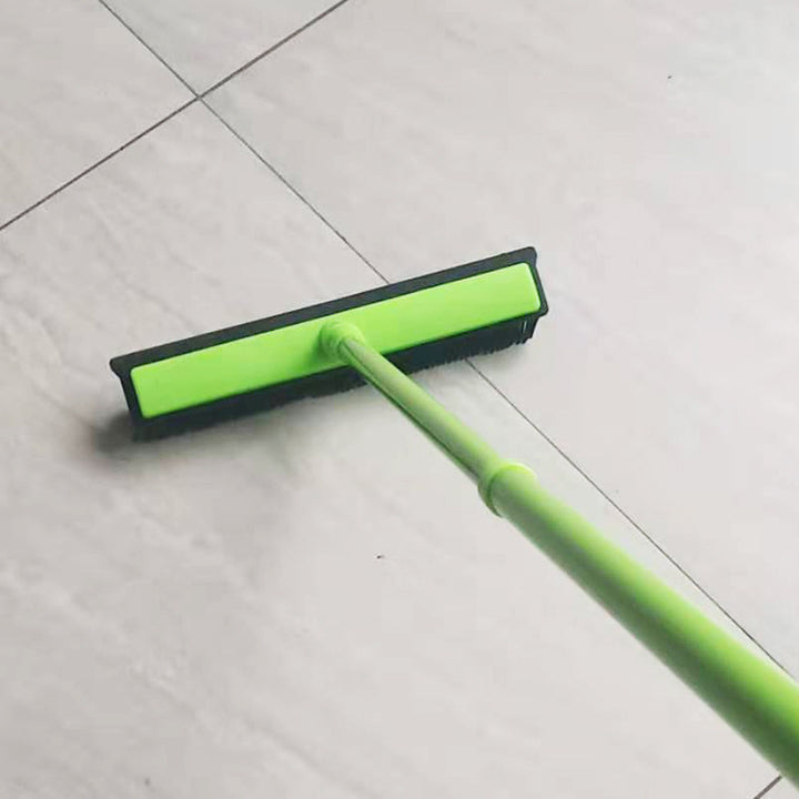 Heavy-Duty Rubber Floor Squeegee With Telescopic Handle And Angled Swivel Head
