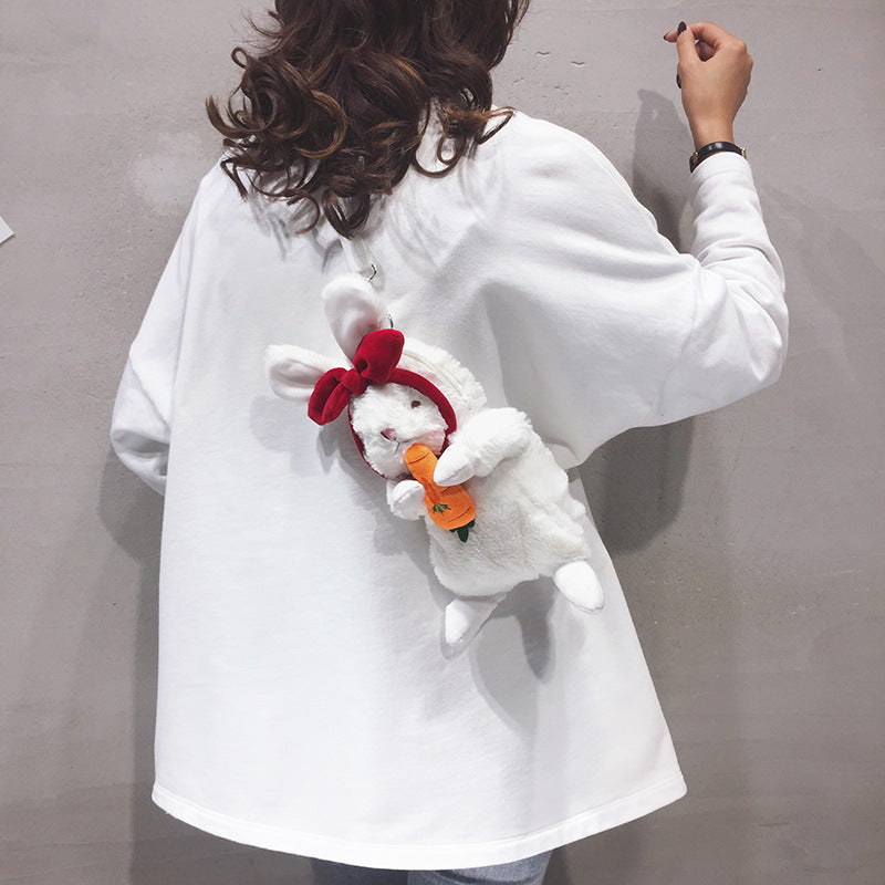 Plush Bunny-Themed Crossbody Bag