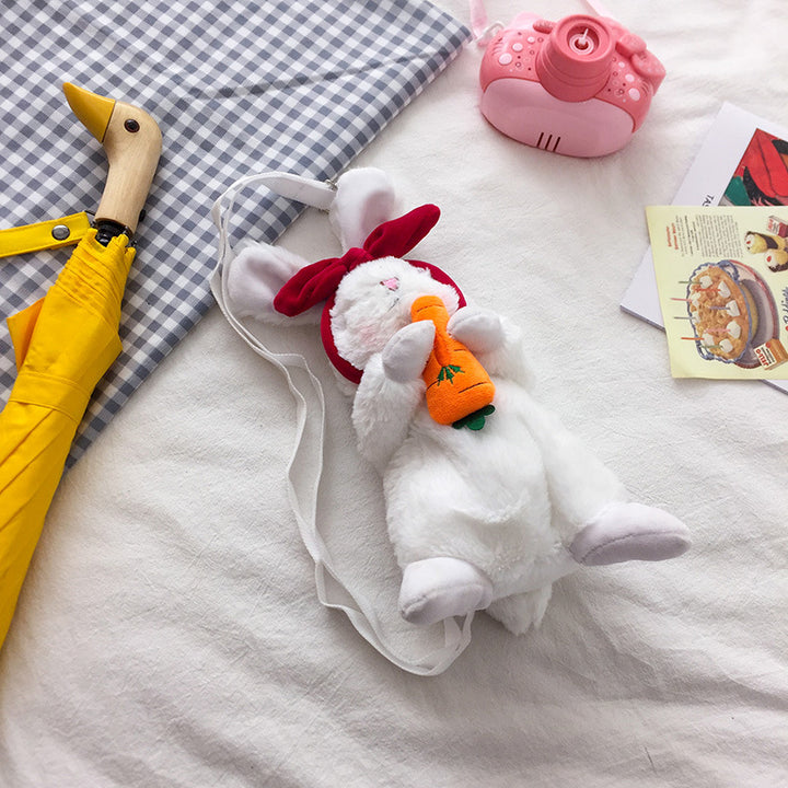 Plush Bunny-Themed Crossbody Bag