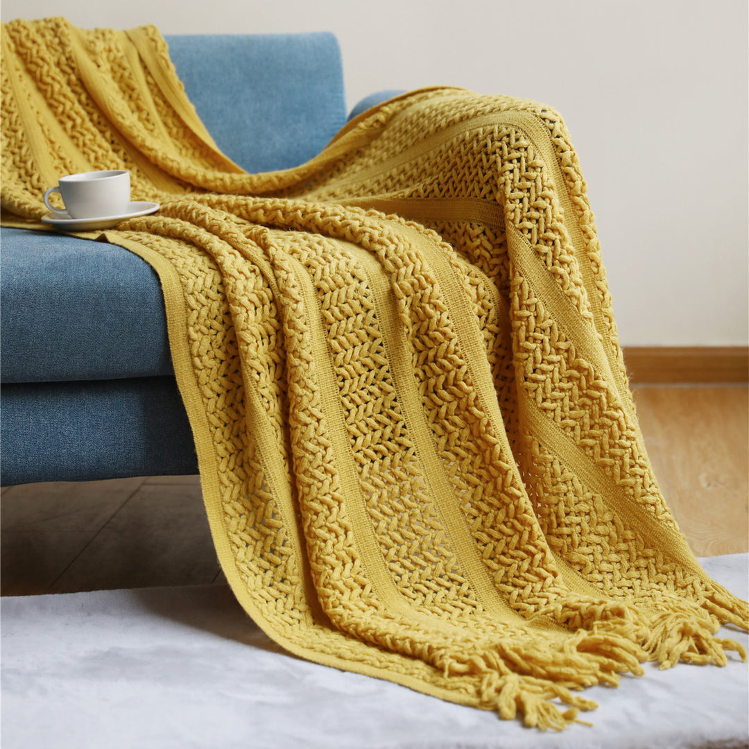 Women's Knit Blanket with Elegant Fringes Kalsten