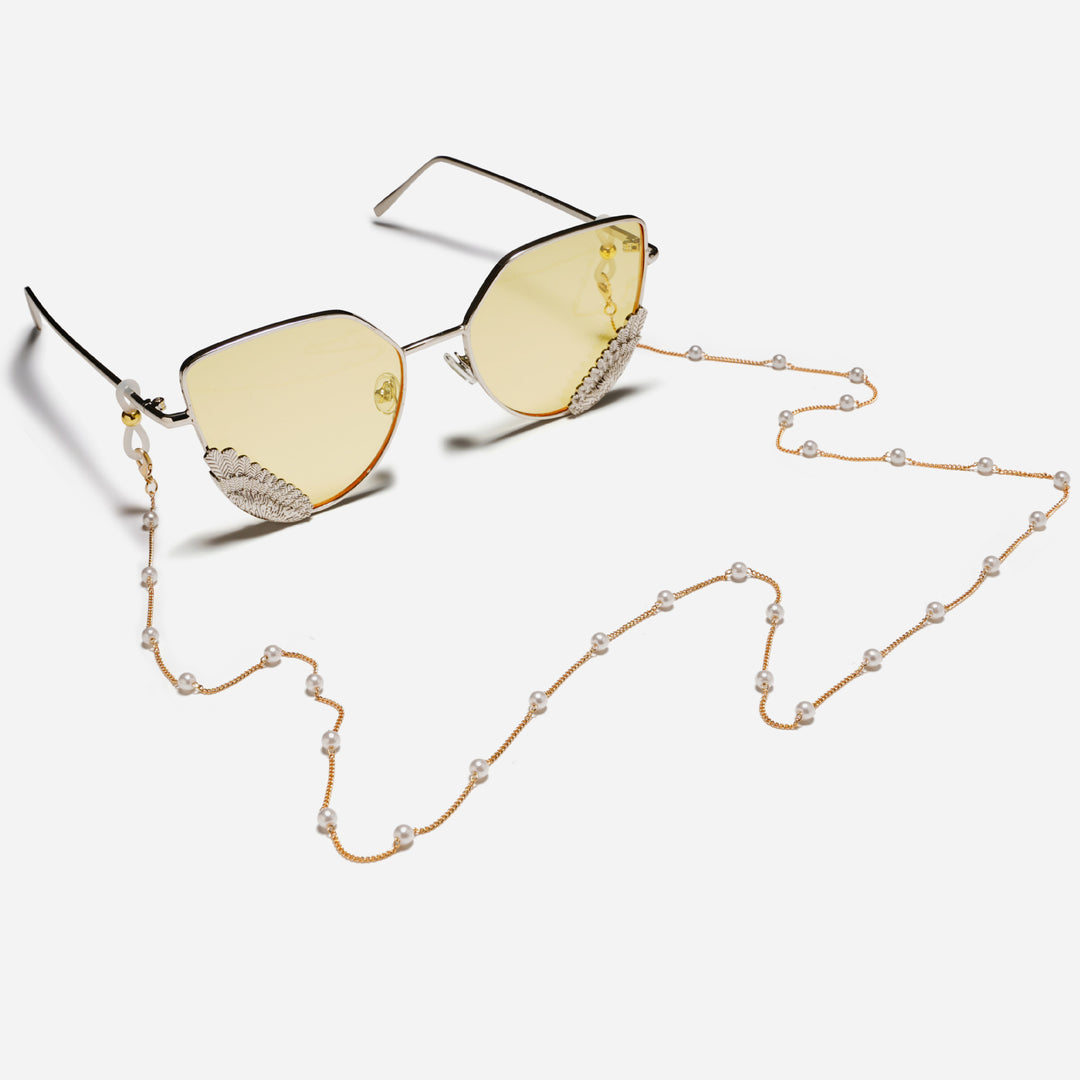 Elegant glasses holder chain with pearls and stainless steel details Kalsten